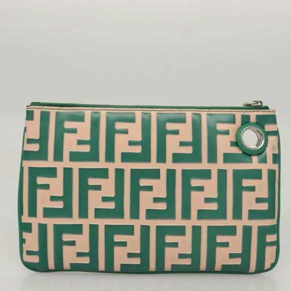 FENDI Zucca Canvas Triplet Pouch Black Brown Red Auth ac3770 - Picture 15 of 16